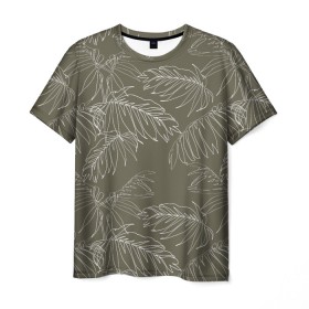Мужская футболка 3D с принтом листья пальмы в Тюмени, 100% полиэфир | прямой крой, круглый вырез горловины, длина до линии бедер | casual | summer | летние | лето | пляжное | тренд | тропики