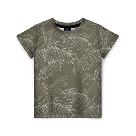 Детская футболка 3D с принтом листья пальмы в Тюмени, 100% гипоаллергенный полиэфир | прямой крой, круглый вырез горловины, длина до линии бедер, чуть спущенное плечо, ткань немного тянется | casual | summer | летние | лето | пляжное | тренд | тропики