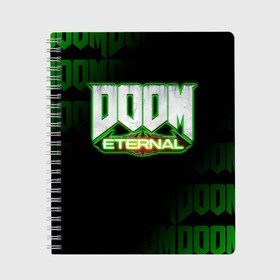 Тетрадь с принтом DOOM ETERNAL в Тюмени, 100% бумага | 48 листов, плотность листов — 60 г/м2, плотность картонной обложки — 250 г/м2. Листы скреплены сбоку удобной пружинной спиралью. Уголки страниц и обложки скругленные. Цвет линий — светло-серый
 | doom | doom eternal | game | дум | игра