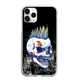 Чехол для iPhone 11 Pro матовый с принтом Череп с ирокезы в Тюмени, Силикон |  | pank | rock | skull | ирокез | модная | модный | музыка | панк | рок | рокер | скелет | череп