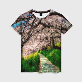 Женская футболка 3D с принтом Весна 2020. в Тюмени, 100% полиэфир ( синтетическое хлопкоподобное полотно) | прямой крой, круглый вырез горловины, длина до линии бедер | весенние картинки | весна | весна 2020 | зелнь | прекрасное время года | прикольные картинки | природа | птицы | тюльпаны | цветы