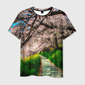 Мужская футболка 3D с принтом Весна 2020. в Тюмени, 100% полиэфир | прямой крой, круглый вырез горловины, длина до линии бедер | весенние картинки | весна | весна 2020 | зелнь | прекрасное время года | прикольные картинки | природа | птицы | тюльпаны | цветы