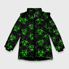 Зимняя куртка для девочек 3D с принтом GREEN BIOHAZARD в Тюмени, ткань верха — 100% полиэстер; подклад — 100% полиэстер, утеплитель — 100% полиэстер. | длина ниже бедра, удлиненная спинка, воротник стойка и отстегивающийся капюшон. Есть боковые карманы с листочкой на кнопках, утяжки по низу изделия и внутренний карман на молнии. 

Предусмотрены светоотражающий принт на спинке, радужный светоотражающий элемент на пуллере молнии и на резинке для утяжки. | biohazard | covid 19 | mask | ncov | virus | биохазард | вирус | китай | коронавирус | маска | медицина | медицинская маска | нков | эпидемия