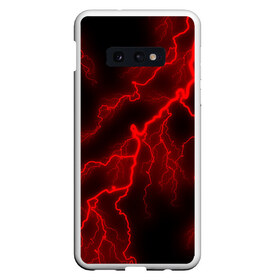 Чехол для Samsung S10E с принтом МОЛНИЯ RED NEON в Тюмени, Силикон | Область печати: задняя сторона чехла, без боковых панелей | гроза | гром | молния | небо | неон | неоновый | ночь | природа | разряд | текстура | ток | электричество | яркий