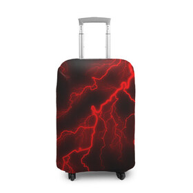 Чехол для чемодана 3D с принтом МОЛНИЯ RED NEON в Тюмени, 86% полиэфир, 14% спандекс | двустороннее нанесение принта, прорези для ручек и колес | гроза | гром | молния | небо | неон | неоновый | ночь | природа | разряд | текстура | ток | электричество | яркий