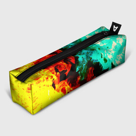 Пенал 3D с принтом БИТВА ОГНЕЙ в Тюмени, 100% полиэстер | плотная ткань, застежка на молнии | Тематика изображения на принте: битва огней | неон | неоновый | огонь | пламя | пожар | стихия | текстура | цветной | яркий