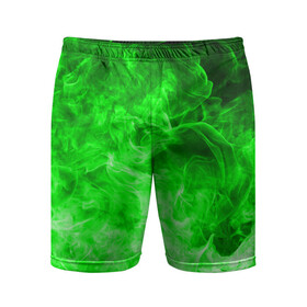Мужские шорты спортивные с принтом ОГОНЬ GREEN NEON в Тюмени,  |  | битва огней | зеленый | неон | неоновый | огонь | пламя | пожар | салатовый | стихия | текстура | цветной | яркий