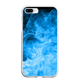 Чехол для iPhone 7Plus/8 Plus матовый с принтом ОГОНЬ BLUE в Тюмени, Силикон | Область печати: задняя сторона чехла, без боковых панелей | битва огней | неон | неоновый | огонь | пламя | пожар | синий | стихия | текстура | цветной | яркий
