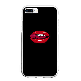 Чехол для iPhone 7Plus/8 Plus матовый с принтом Губы в Тюмени, Силикон | Область печати: задняя сторона чехла, без боковых панелей | весна | губы | девушка | женские губы | красиво | маска | рот | язык