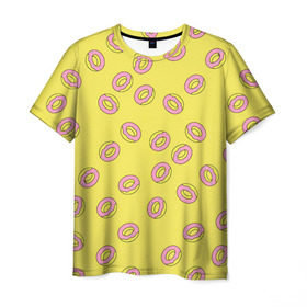 Мужская футболка 3D с принтом Пончики Донатс. в Тюмени, 100% полиэфир | прямой крой, круглый вырез горловины, длина до линии бедер | brand | moda | style | texture | бренд | весна | капкейки | минимализм | мода | пончики | пончики донатс | прикольные картинки | сладости | стиль | текстура