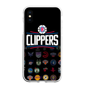 Чехол для iPhone XS Max матовый с принтом Los Angeles Clippers (2) в Тюмени, Силикон | Область печати: задняя сторона чехла, без боковых панелей | Тематика изображения на принте: ball | basketball | clippers | sport | streetball | баскетбол | клипперс | мяч | нба | спорт | стритбол