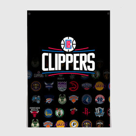 Постер с принтом Los Angeles Clippers (2) в Тюмени, 100% бумага
 | бумага, плотность 150 мг. Матовая, но за счет высокого коэффициента гладкости имеет небольшой блеск и дает на свету блики, но в отличии от глянцевой бумаги не покрыта лаком | Тематика изображения на принте: ball | basketball | clippers | sport | streetball | баскетбол | клипперс | мяч | нба | спорт | стритбол