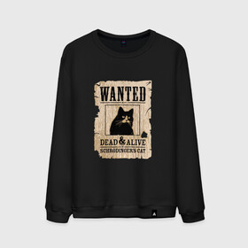 Мужской свитшот хлопок с принтом Кот в Тюмени, 100% хлопок |  | cat | wanted | живым или мертвым | кот | кот шредингера | котэ | опасен | разыскивается | чёрный кот