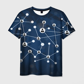 Мужская футболка 3D с принтом COVID-19 WORLD в Тюмени, 100% полиэфир | прямой крой, круглый вырез горловины, длина до линии бедер | covid 19 | molecule | абстракция | клетки | коронавирус | медицина | микробы | молекулы | наука | нейрон | нейроны | текстура | текстуры | формула