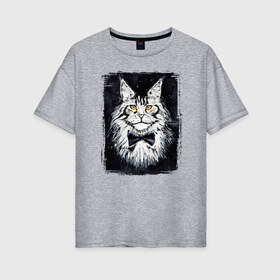 Женская футболка хлопок Oversize с принтом Hello kittys! в Тюмени, 100% хлопок | свободный крой, круглый ворот, спущенный рукав, длина до линии бедер
 | акварельный | арт | галстук бабочка | глаза | кот | коты | котяра | кошка | крутая рисунок | мейнкун | мейнкуны | мех | мэйн кун | портрет | рисованный | скетч | стильная | чёрный