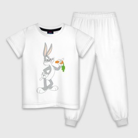 Детская пижама хлопок с принтом Багз Банни в Тюмени, 100% хлопок |  брюки и футболка прямого кроя, без карманов, на брюках мягкая резинка на поясе и по низу штанин
 | bugs bunny | looney tunes | vdzabma | багз банни | луни тюнз