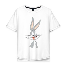 Мужская футболка хлопок Oversize с принтом Багз Банни в Тюмени, 100% хлопок | свободный крой, круглый ворот, “спинка” длиннее передней части | bugs bunny | looney tunes | vdzabma | багз банни | луни тюнз