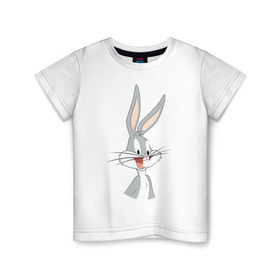 Детская футболка хлопок с принтом Багз Банни в Тюмени, 100% хлопок | круглый вырез горловины, полуприлегающий силуэт, длина до линии бедер | Тематика изображения на принте: bugs bunny | looney tunes | vdzabma | багз банни | луни тюнз