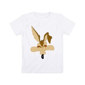 Детская футболка хлопок с принтом Wile E. Coyote в Тюмени, 100% хлопок | круглый вырез горловины, полуприлегающий силуэт, длина до линии бедер | looney tunes | vdzabma | wile e. coyote | вайл и. койот | луни тюнз | хитрый койот