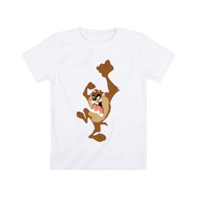 Детская футболка хлопок с принтом Таз в Тюмени, 100% хлопок | круглый вырез горловины, полуприлегающий силуэт, длина до линии бедер | looney tunes | tasmanian devil | taz | vdzabma | луни тюнз | таз | тасманский дьявол