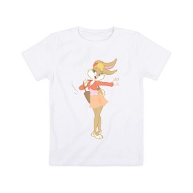 Детская футболка хлопок с принтом Лола Банни в Тюмени, 100% хлопок | круглый вырез горловины, полуприлегающий силуэт, длина до линии бедер | Тематика изображения на принте: lola bunny | looney tunes | vdzabma | лола банни | луни тюнз