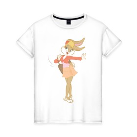 Женская футболка хлопок с принтом Лола Банни в Тюмени, 100% хлопок | прямой крой, круглый вырез горловины, длина до линии бедер, слегка спущенное плечо | lola bunny | looney tunes | vdzabma | лола банни | луни тюнз