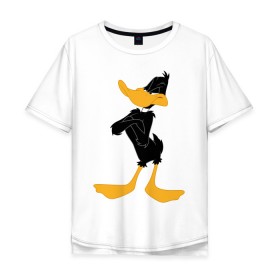 Мужская футболка хлопок Oversize с принтом Даффи Дак в Тюмени, 100% хлопок | свободный крой, круглый ворот, “спинка” длиннее передней части | Тематика изображения на принте: daffy duck | looney tunes | vdzabma | даффи дак | луни тюнз