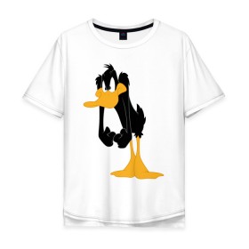 Мужская футболка хлопок Oversize с принтом Даффи Дак в Тюмени, 100% хлопок | свободный крой, круглый ворот, “спинка” длиннее передней части | Тематика изображения на принте: daffy duck | looney tunes | vdzabma | даффи дак | луни тюнз