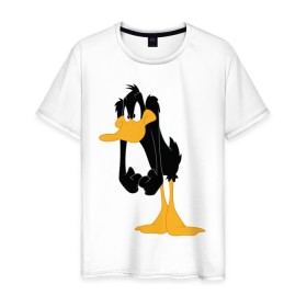Мужская футболка хлопок с принтом Даффи Дак в Тюмени, 100% хлопок | прямой крой, круглый вырез горловины, длина до линии бедер, слегка спущенное плечо. | Тематика изображения на принте: daffy duck | looney tunes | vdzabma | даффи дак | луни тюнз