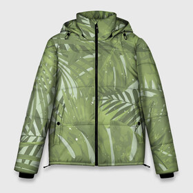 Мужская зимняя куртка 3D с принтом Я из джунглей в Тюмени, верх — 100% полиэстер; подкладка — 100% полиэстер; утеплитель — 100% полиэстер | длина ниже бедра, свободный силуэт Оверсайз. Есть воротник-стойка, отстегивающийся капюшон и ветрозащитная планка. 

Боковые карманы с листочкой на кнопках и внутренний карман на молнии. | Тематика изображения на принте: branch | foliage | leafy | nature | арт | ветка | веточка | джунгли | зеленый | лист | листочки | листья | природа | черный