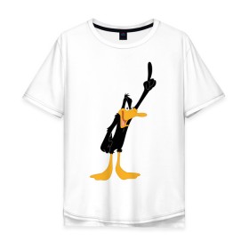 Мужская футболка хлопок Oversize с принтом Даффи Дак в Тюмени, 100% хлопок | свободный крой, круглый ворот, “спинка” длиннее передней части | daffy duck | looney tunes | vdzabma | даффи дак | луни тюнз