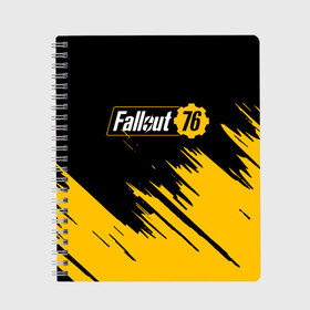 Тетрадь с принтом FALLOUT_76 в Тюмени, 100% бумага | 48 листов, плотность листов — 60 г/м2, плотность картонной обложки — 250 г/м2. Листы скреплены сбоку удобной пружинной спиралью. Уголки страниц и обложки скругленные. Цвет линий — светло-серый
 | Тематика изображения на принте: 101 | 111 | 13 | 76 | atom cats | bethesda | brotherhood of steel | fallout | nuka cola | tunnel snakes | vault | war | братство стали | война | убежище | фолаут | фоллаут | ядер кола