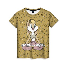Женская футболка 3D с принтом Лола Банни в Тюмени, 100% полиэфир ( синтетическое хлопкоподобное полотно) | прямой крой, круглый вырез горловины, длина до линии бедер | lola bunny | looney tunes | vdzabma | лола банни | луни тюнз