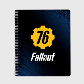 Тетрадь с принтом FALLOUT_76 в Тюмени, 100% бумага | 48 листов, плотность листов — 60 г/м2, плотность картонной обложки — 250 г/м2. Листы скреплены сбоку удобной пружинной спиралью. Уголки страниц и обложки скругленные. Цвет линий — светло-серый
 | Тематика изображения на принте: 101 | 111 | 13 | 76 | atom cats | bethesda | brotherhood of steel | fallout | nuka cola | tunnel snakes | vault | war | братство стали | война | убежище | фолаут | фоллаут | ядер кола