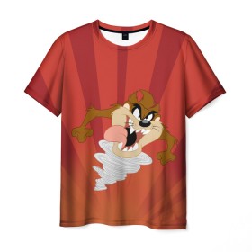 Мужская футболка 3D с принтом Таз в Тюмени, 100% полиэфир | прямой крой, круглый вырез горловины, длина до линии бедер | looney tunes | tasmanian devil | taz | vdzabma | луни тюнз | таз | тасманский дьявол