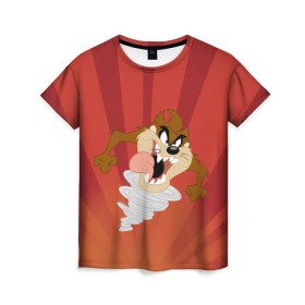 Женская футболка 3D с принтом Таз в Тюмени, 100% полиэфир ( синтетическое хлопкоподобное полотно) | прямой крой, круглый вырез горловины, длина до линии бедер | looney tunes | tasmanian devil | taz | vdzabma | луни тюнз | таз | тасманский дьявол