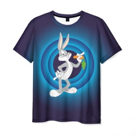 Мужская футболка 3D с принтом Багз Банни в Тюмени, 100% полиэфир | прямой крой, круглый вырез горловины, длина до линии бедер | bugs bunny | looney tunes | vdzabma | багз банни | луни тюнз