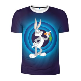 Мужская футболка 3D спортивная с принтом Багз Банни в Тюмени, 100% полиэстер с улучшенными характеристиками | приталенный силуэт, круглая горловина, широкие плечи, сужается к линии бедра | Тематика изображения на принте: bugs bunny | looney tunes | vdzabma | багз банни | луни тюнз