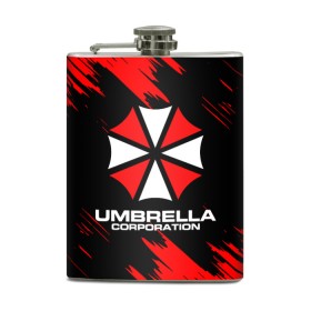 Фляга с принтом Umbrella Corporation. в Тюмени, металлический корпус | емкость 0,22 л, размер 125 х 94 мм. Виниловая наклейка запечатывается полностью | Тематика изображения на принте: resident evil | umbrella corporation | амбрелла | амбрелла корпорейшн | вирус | вымышленная военная и фармацевтическая корпорация | игра | умбрелла