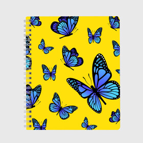 Тетрадь с принтом БАБОЧКИ в Тюмени, 100% бумага | 48 листов, плотность листов — 60 г/м2, плотность картонной обложки — 250 г/м2. Листы скреплены сбоку удобной пружинной спиралью. Уголки страниц и обложки скругленные. Цвет линий — светло-серый
 | animals | blue | butterflies | game | insects | life is strange | moth | wings | бабочки | животные | игра | крылья | мотылек | насекомые
