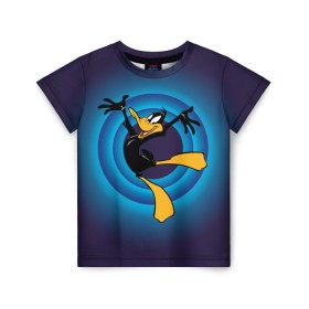Детская футболка 3D с принтом Даффи Дак в Тюмени, 100% гипоаллергенный полиэфир | прямой крой, круглый вырез горловины, длина до линии бедер, чуть спущенное плечо, ткань немного тянется | daffy duck | looney tunes | vdzabma | даффи дак | луни тюнз