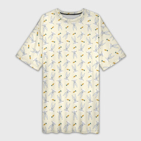 Платье-футболка 3D с принтом Багз Банни паттерн в Тюмени,  |  | Тематика изображения на принте: bugs bunny | looney tunes | vdzabma | багз банни | луни тюнз