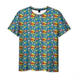 Мужская футболка 3D с принтом Багз Банни паттерн в Тюмени, 100% полиэфир | прямой крой, круглый вырез горловины, длина до линии бедер | bugs bunny | looney tunes | vdzabma | багз банни | луни тюнз