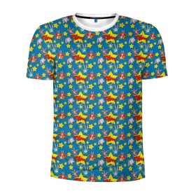 Мужская футболка 3D спортивная с принтом Багз Банни паттерн в Тюмени, 100% полиэстер с улучшенными характеристиками | приталенный силуэт, круглая горловина, широкие плечи, сужается к линии бедра | bugs bunny | looney tunes | vdzabma | багз банни | луни тюнз