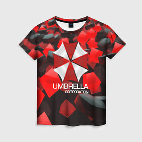 Женская футболка 3D с принтом Umbrella Corp. в Тюмени, 100% полиэфир ( синтетическое хлопкоподобное полотно) | прямой крой, круглый вырез горловины, длина до линии бедер | biohazard | biohazard 7 | crocodile | fang | game | hand | monster | new umbrella | resident evil | resident evil 7 | umbrella | umbrella corp | umbrella corporation | zombie