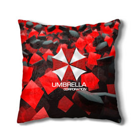 Подушка 3D с принтом Umbrella Corp. в Тюмени, наволочка – 100% полиэстер, наполнитель – холлофайбер (легкий наполнитель, не вызывает аллергию). | состоит из подушки и наволочки. Наволочка на молнии, легко снимается для стирки | biohazard | biohazard 7 | crocodile | fang | game | hand | monster | new umbrella | resident evil | resident evil 7 | umbrella | umbrella corp | umbrella corporation | zombie