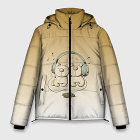 Мужская зимняя куртка 3D с принтом одни наушники на двоих в Тюмени, верх — 100% полиэстер; подкладка — 100% полиэстер; утеплитель — 100% полиэстер | длина ниже бедра, свободный силуэт Оверсайз. Есть воротник-стойка, отстегивающийся капюшон и ветрозащитная планка. 

Боковые карманы с листочкой на кнопках и внутренний карман на молнии. | влюбленным | для двоих | для него | для нее | котейки | коты | любовь | музыка | наушники | общие вкусы | плеер | ушки