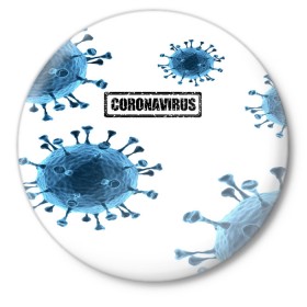 Значок с принтом CORONAVIRUS в Тюмени,  металл | круглая форма, металлическая застежка в виде булавки | covid 19 | molecule | абстракция | клетки | коронавирус | медицина | микробы | молекулы | наука | нейрон | нейроны | текстура | текстуры | формула