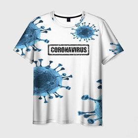 Мужская футболка 3D с принтом CORONAVIRUS в Тюмени, 100% полиэфир | прямой крой, круглый вырез горловины, длина до линии бедер | covid 19 | molecule | абстракция | клетки | коронавирус | медицина | микробы | молекулы | наука | нейрон | нейроны | текстура | текстуры | формула
