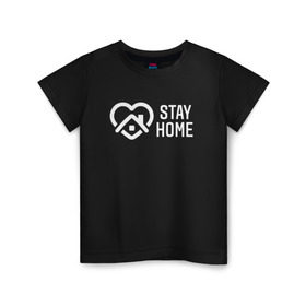 Детская футболка хлопок с принтом INSTAGRAM (STAY HOME). в Тюмени, 100% хлопок | круглый вырез горловины, полуприлегающий силуэт, длина до линии бедер | Тематика изображения на принте: instagram | stay home | дистанция | инстаграм | логотип | лучше дома | остаться дома | сиди дома